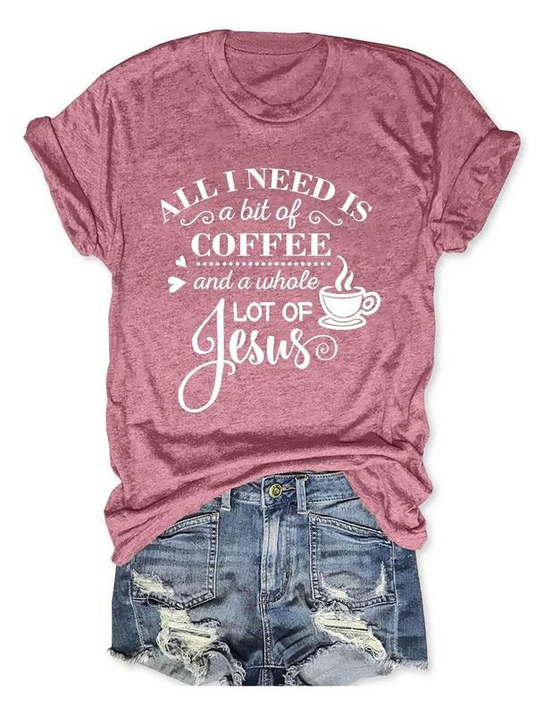 Women's Heart & Letter & Coffee Cup Print Round Neck Tee, Fashion Casual Short Sleeve T-Shirt for Daily Wear, Ladies All...