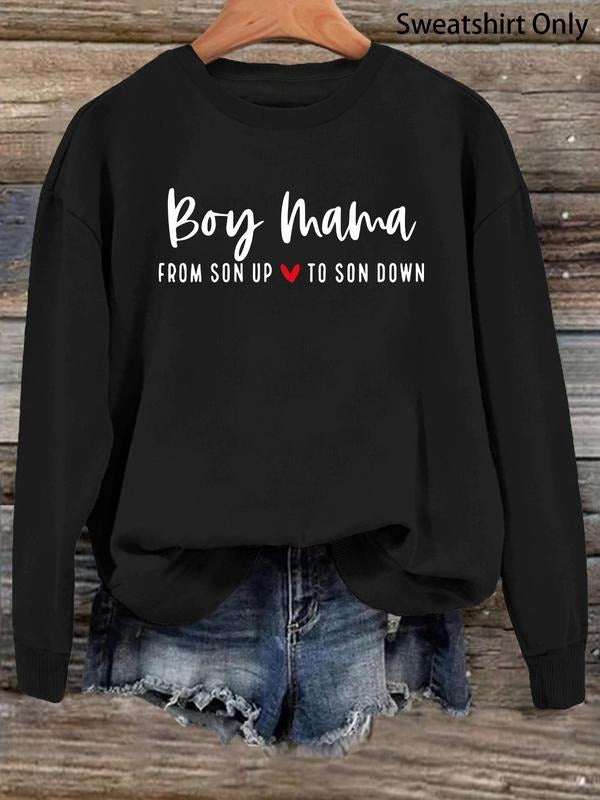 Women's Heart & Letter Print Drop Shoulder Sweatshirt, Casual Long Sleeve Round Neck Pullover for Daily Wear, Ladies...