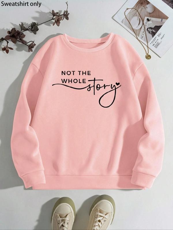Women's Heart & Letter Print Drop Shoulder Sweatshirt, Casual Long Sleeve Round Neck Pullover for Fall & Winter, Ladies...