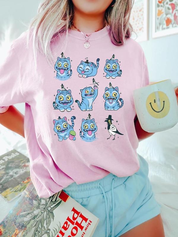 Women's Heart & Letter Print Round Neck Tee, Fashion Casual Crew Neck T-shirt for Daily Holiday Vacation Outdoor Wear,...