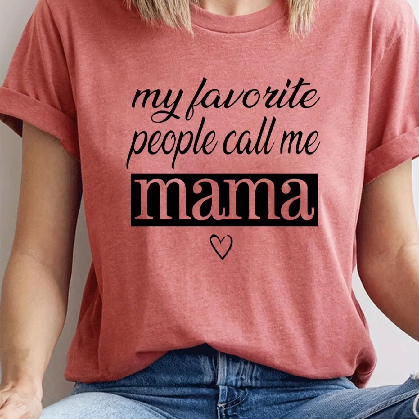 Women's Heart & Letter Print Round Neck Tee, Trendy Casual Graphic Short Sleeve T-Shirt for Daily Wear, Ladies All...