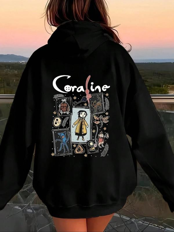 Women's Highland Cow Print Drawstring Pocket Hoodie, Casual Long Sleeve Hooded Sweatshirt for Fall & Winter, Women's...