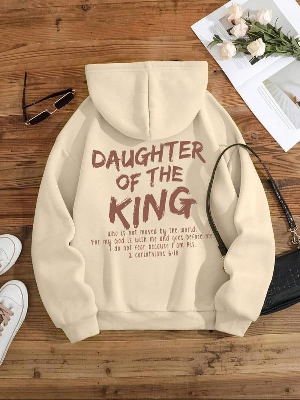 Women's Hooded Drawstring Sweatshirt, Daughter of the King Print, Comfortable & Stylish, Easy to Pair, Casual Fall Winter...