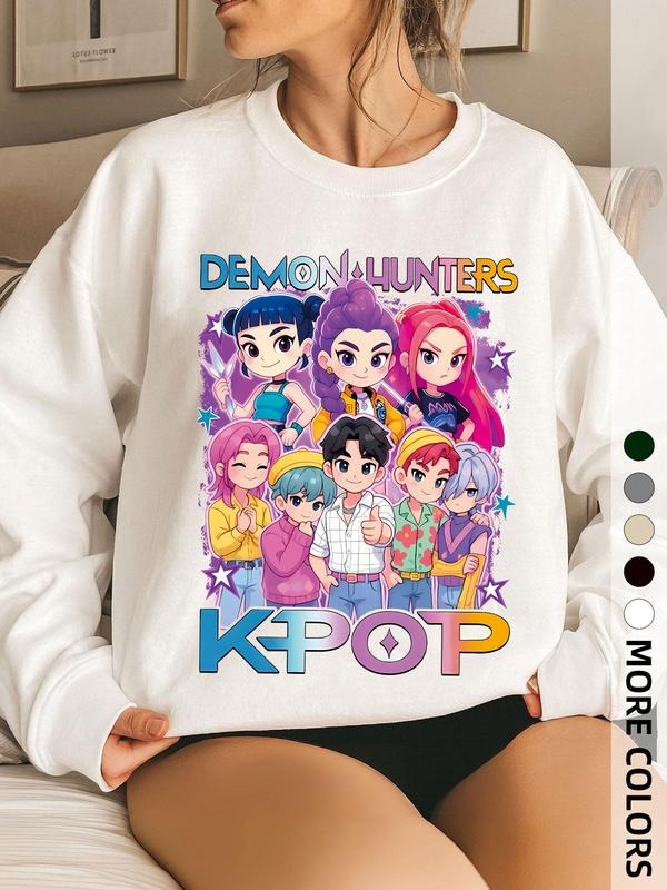 Women's Landscape & Letter Print Crew Neck Sweatshirt, Casual Long Sleeve Pullover for Fall & Winter, Women's Clothes for...