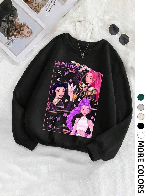 Women's Landscape & Letter Print Crew Neck Sweatshirt, Casual Long Sleeve Pullover for Fall & Winter, Women's Clothes for...