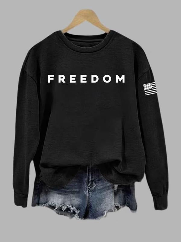 Women's Landscape & Letter Print Crew Neck Sweatshirt, Casual Long Sleeve Pullover for Fall & Winter, Women's Clothes for...