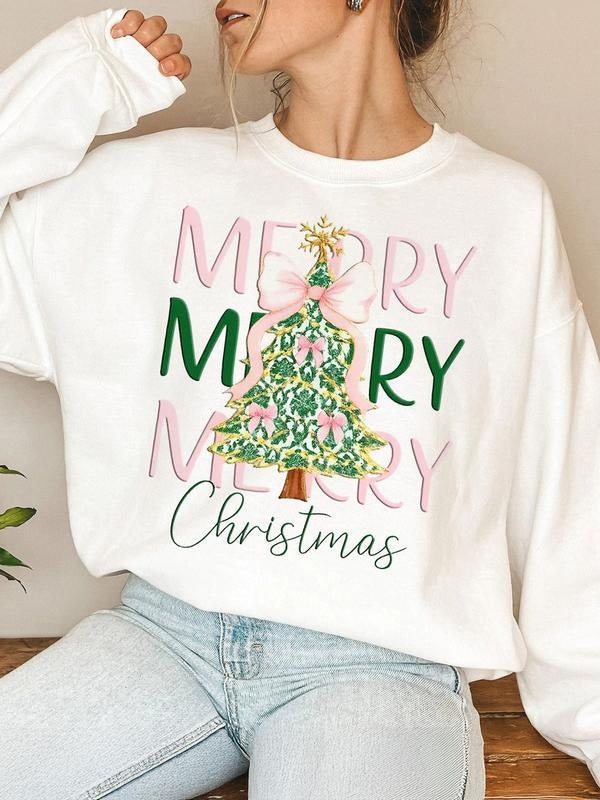 Women's Landscape & Letter Print Crew Neck Sweatshirt, Casual Long Sleeve Pullover for Fall & Winter, Women's Clothes for...