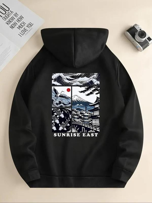 Women's Landscape Print Drawstring Hoodie, Fashion Casual Hooded Sweatshirt for Daily Holiday Outdoor Wear, Women...