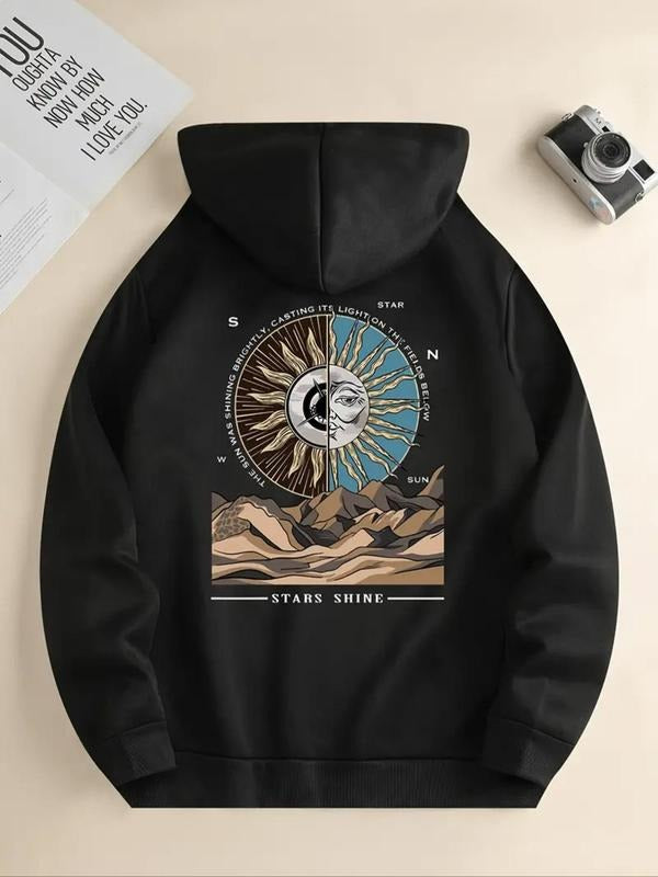 Women's Landscape Print Drop Shoulder Hoodie, Fashion Casual Drawstring Pocket Hooded Sweatshirt for Daily Holiday...