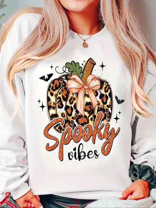 Women's Leopard Print Drop Shoulder Pullover, Fashion Casual Round Neck Sweatshirt for Daily Holiday Outdoor Wear, Women...