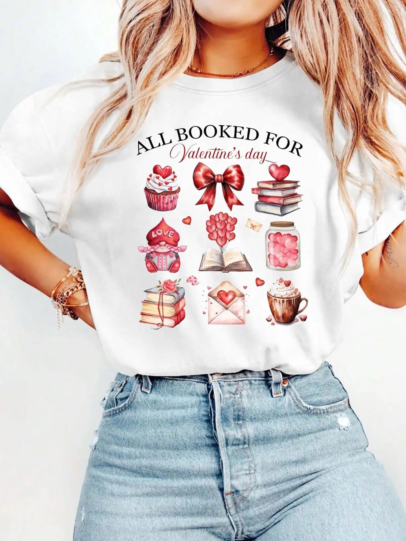 Women's Letter & Cake Print Round Neck Tee, Fashion Casual Crew Neck T-shirt for Daily Holiday Vacation Outdoor Wear,...