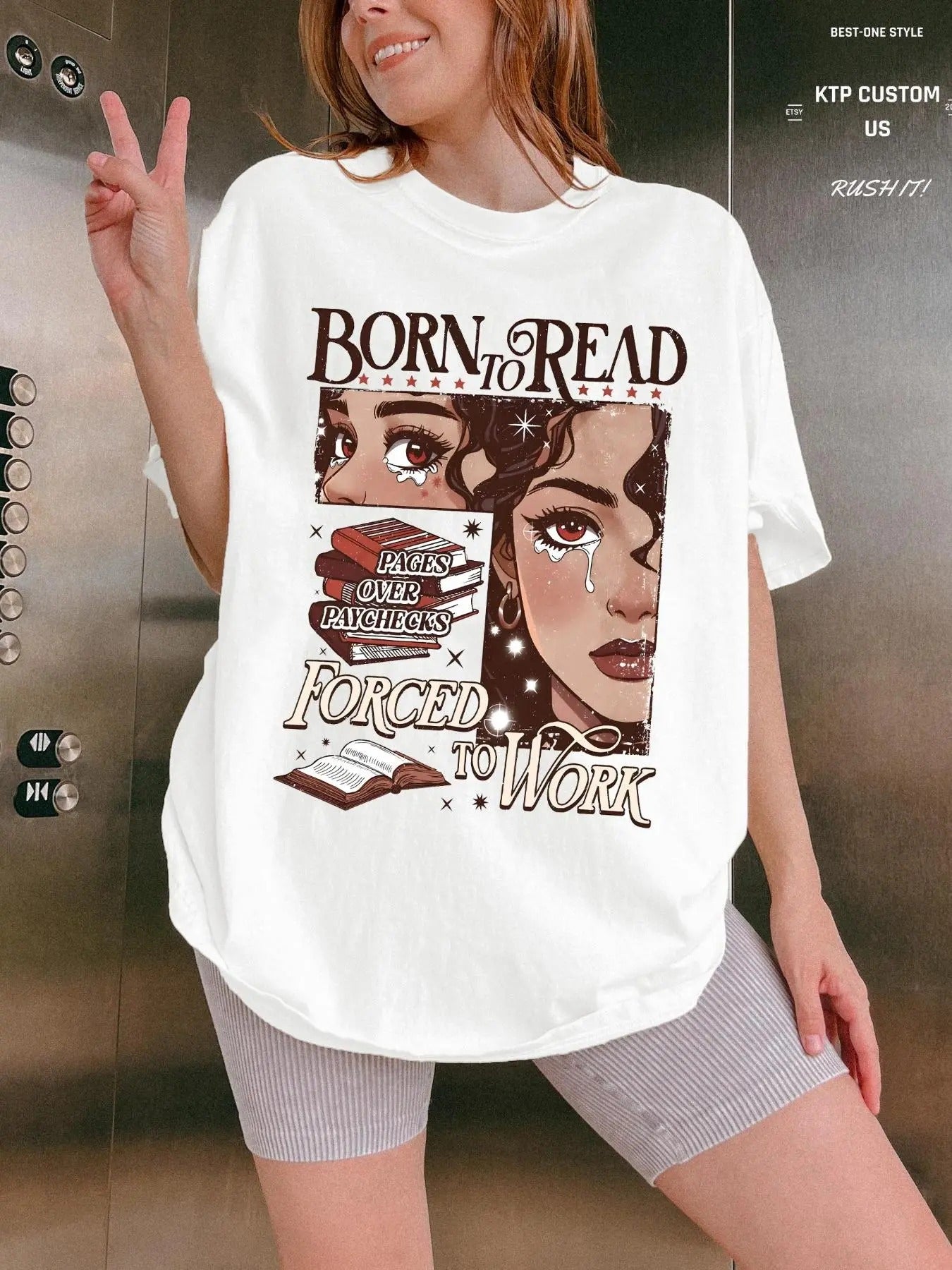 Women's Letter & Cartoon Figure Print Round Neck Tee, Casual Short Sleeve T-shirt for Summer, Ladies Clothes for Daily...