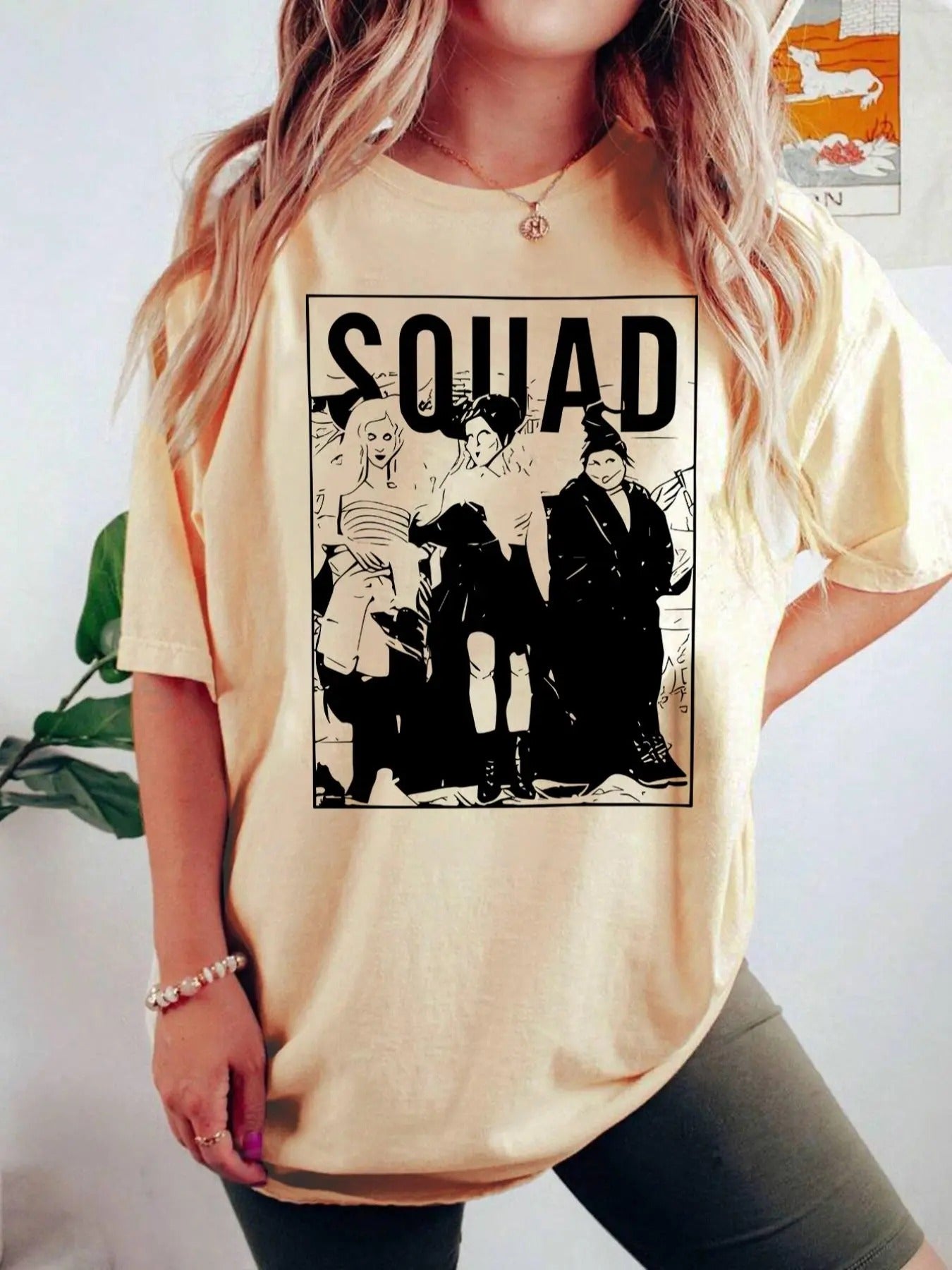 Women's Letter & Cartoon Figure Print Round Neck Tee, Fashion Casual Drop Shoulder Short Sleeve T-shirt, Ladies Summer...