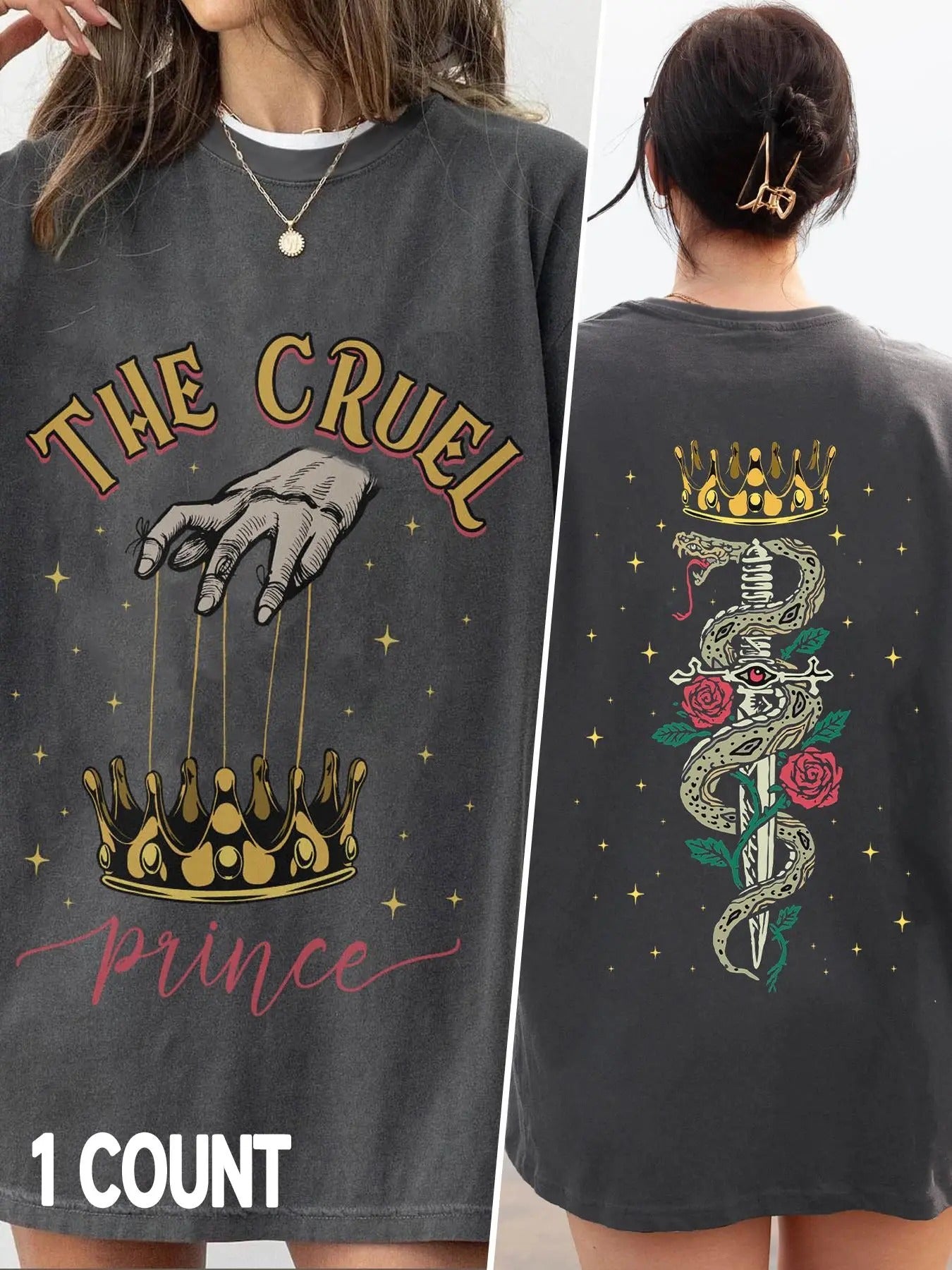 Women's Letter & Crown Print Round Neck Tee, Casual Short Sleeve Crew Neck T-shirt for Summer, Fashion Women's Top for...