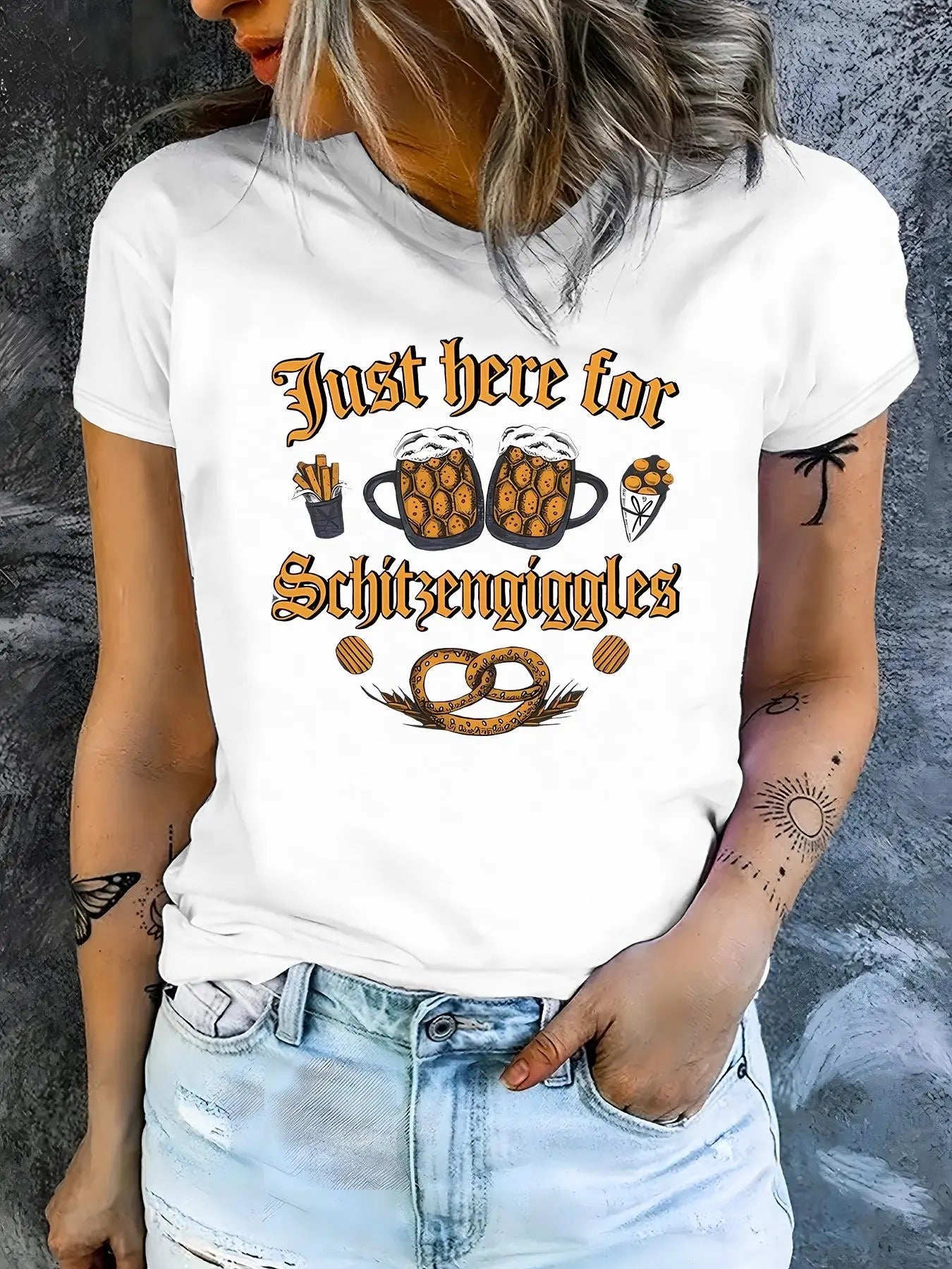 Women's Letter & Cup Print Round Neck Tee, Trendy Casual Short Sleeve T-Shirt for Daily Wear, Ladies All Seasons Outfit...