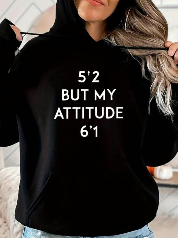 Women's Letter & Figure Print Drop Shoulder Hoodie, Fashion Casual Drawstring Pocket Hooded Sweatshirt for Daily Holiday...