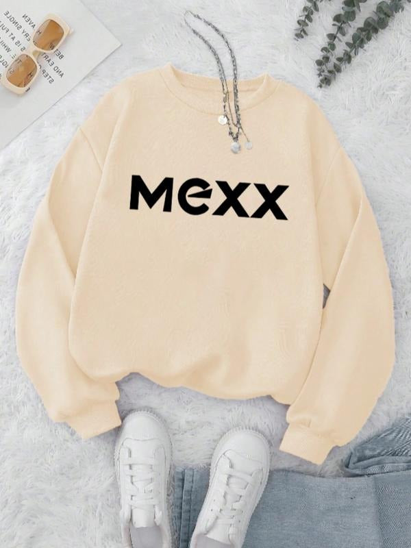 Women's Letter & Figure Print Drop Shoulder Sweatshirt, Casual Long Sleeve Round Neck Pullover for Fall & Winter, Women's...