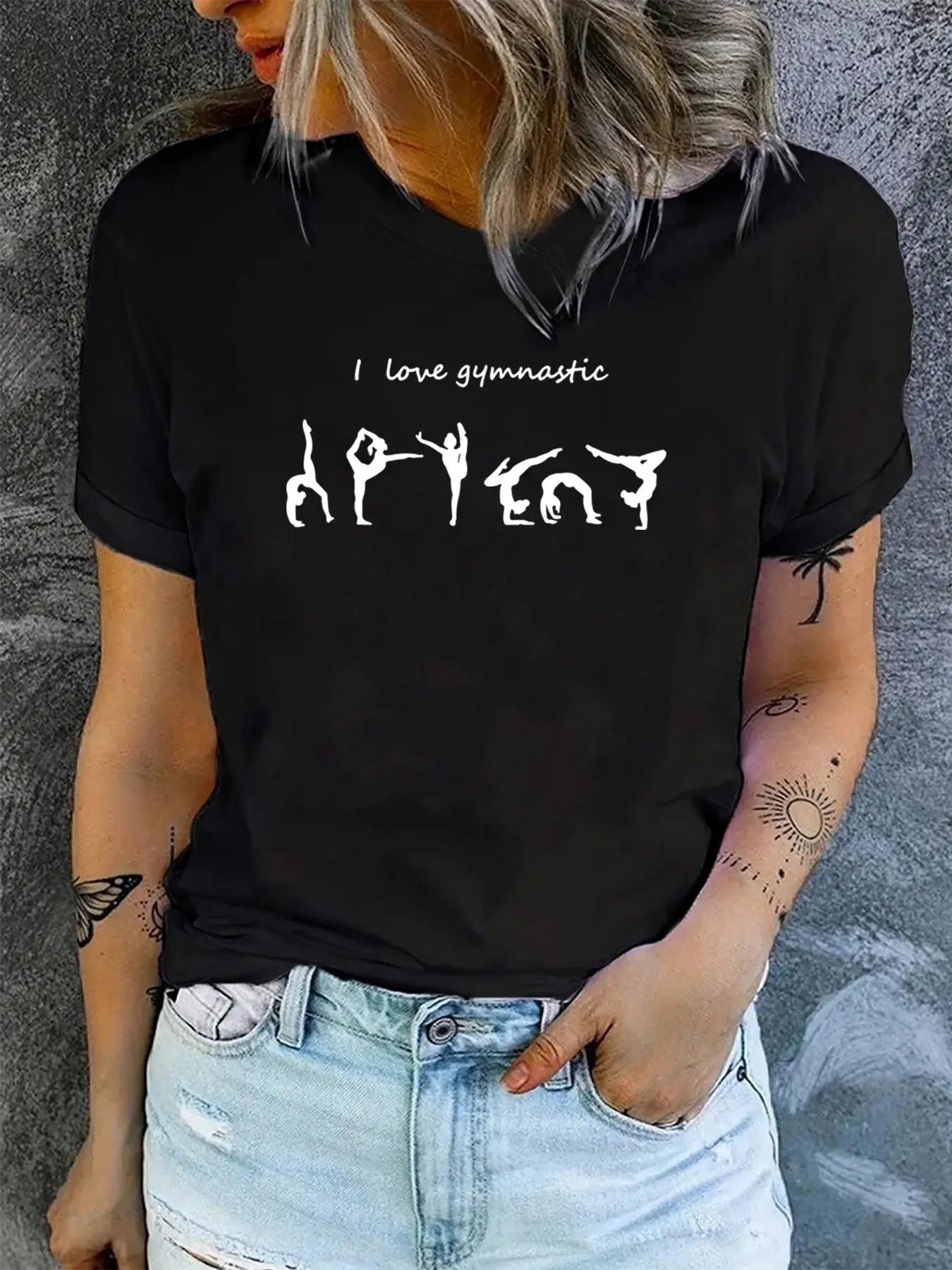 Women's Letter & Figure Print Round Neck Graphic Tee, Vintage Trendy Casual Short Sleeve T-shirt for Daily Wear, Ladies...