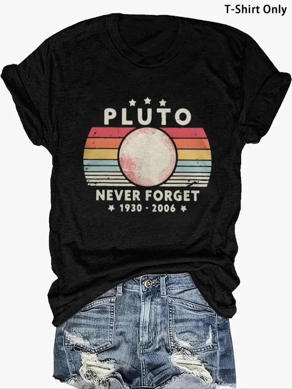 Women's Letter & Figure Print Round Neck Tee, Casual Short Sleeve T-shirt for Daily Wear, Ladies All Seasons Outfit...