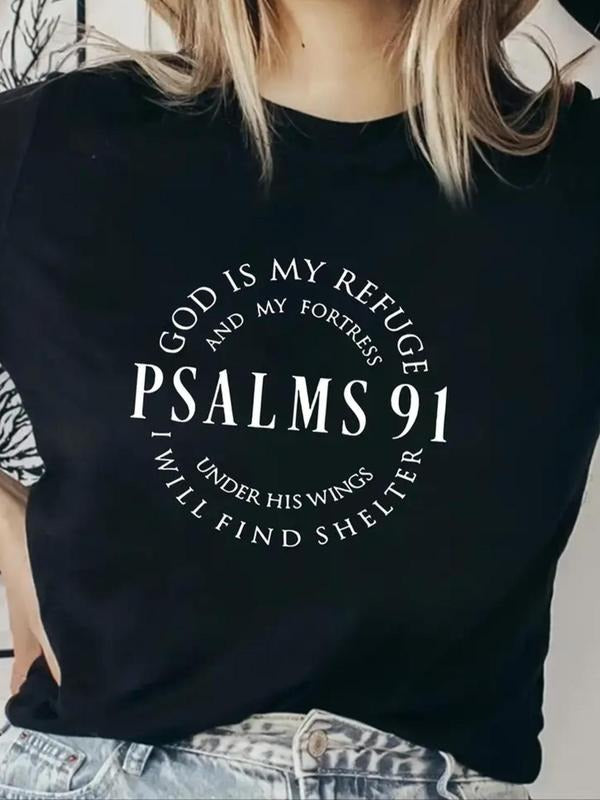 Women's Letter & Figure Print Round Neck Tee, Casual Short Sleeve T-shirt for Daily Wear, Ladies Summer Outfit Hoodie,...