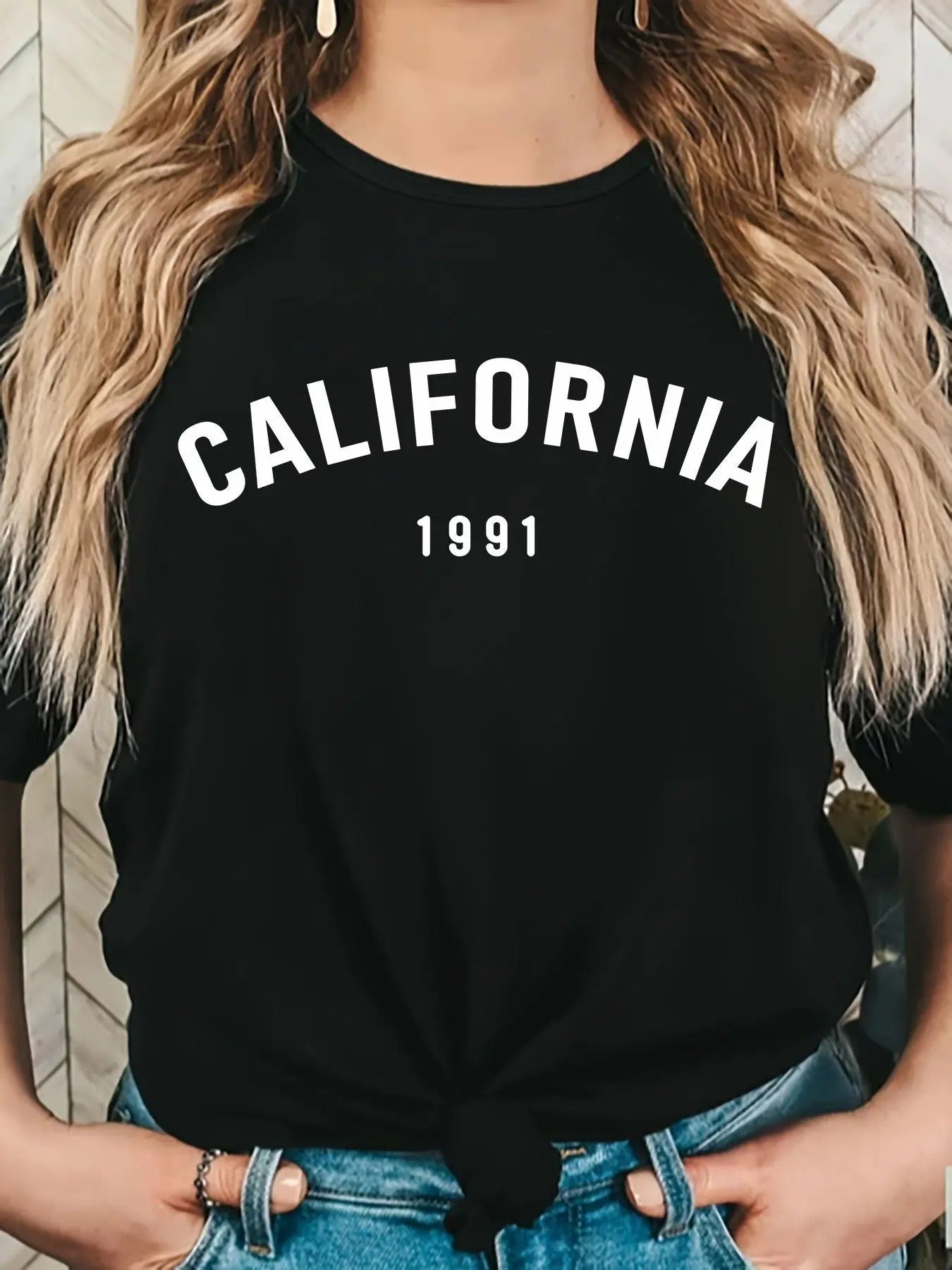 Women's Letter & Figure Print Round Neck Tee, Trendy Casual Short Sleeve T-shirt for Daily Wear, Ladies Summer Outfit...