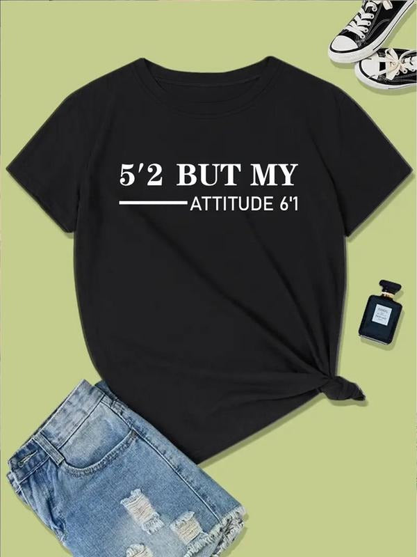 Women's Letter & Figure Print Short Sleeve Tee, Graphic Tees, Casual Graphic Round Neck T-Shirt for Daily Wear, Ladies...