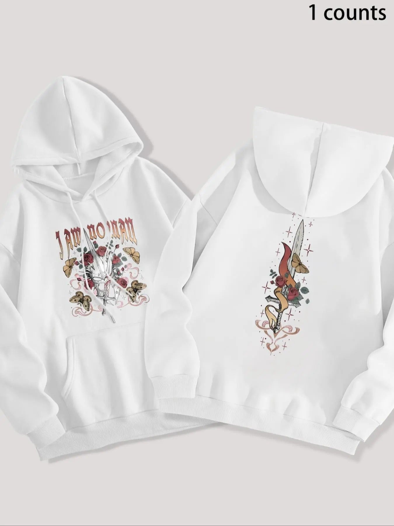 Women's Letter & Floral Print Hoodie, Casual Long Sleeve Hooded Sweatshirt for Spring, Women's Top for Daily Wear T-Shirts