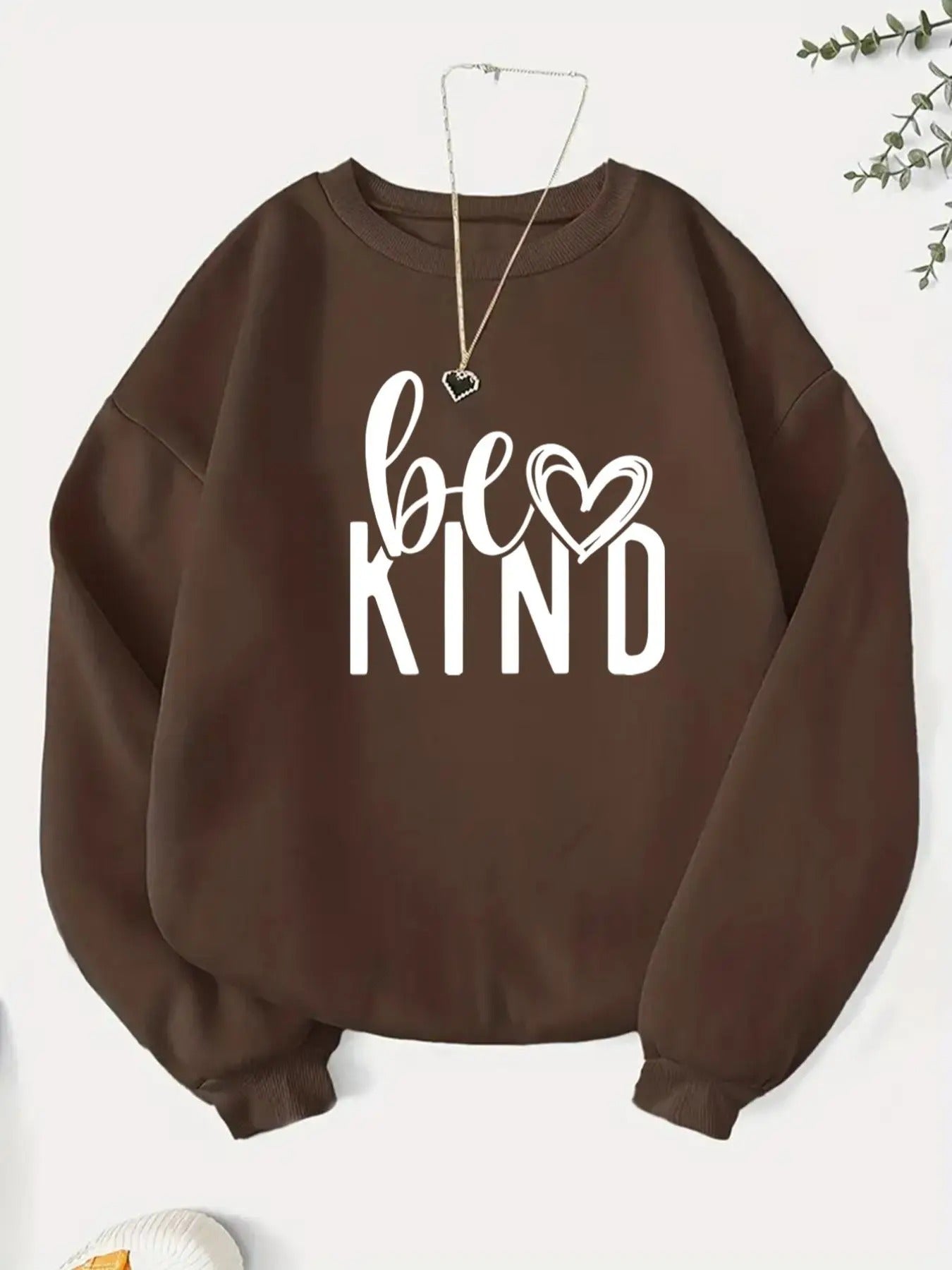 Women's Letter & Heart  Print Crew Neck Sweatshirt, Casual Long Sleeve Pullover for Fall & Winter, Women's Clothes for...
