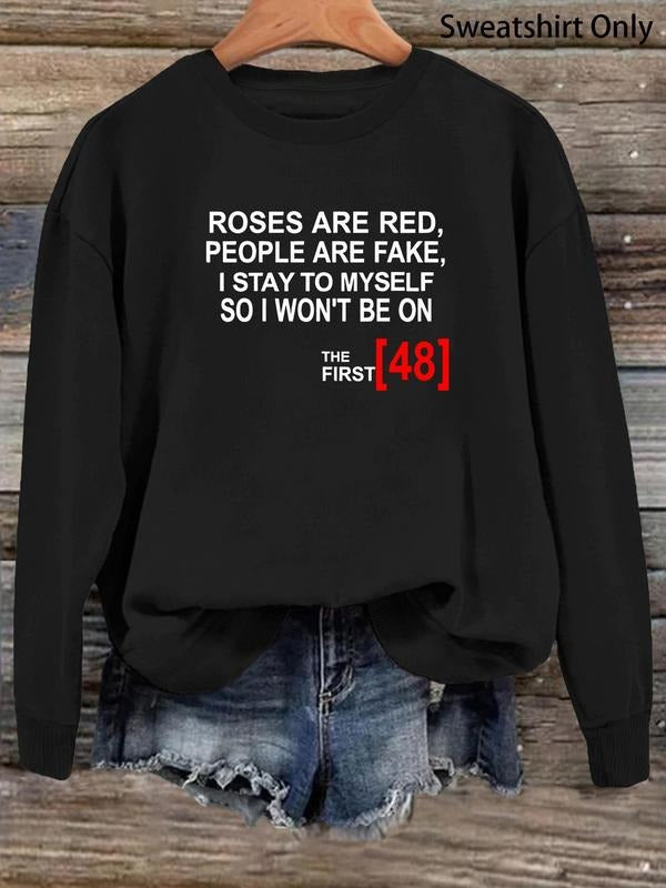 Women's Letter & Number Print Drop Shoulder Sweatshirt, Casual Long Sleeve Round Neck Pullover for Fall & Winter, Ladies...