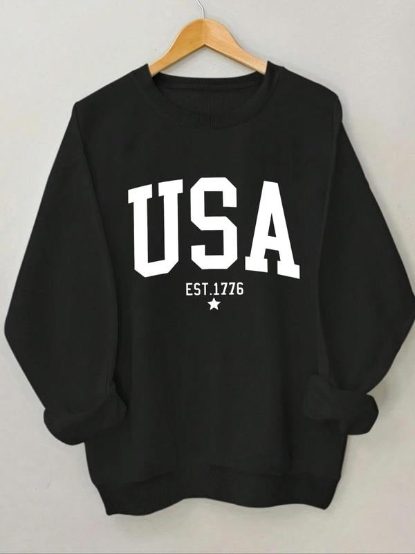 Women's Letter & Number Print Round Neck Sweatshirt, Casual Long Sleeve Pullover for Daily Wear, Ladies Clothes for All...