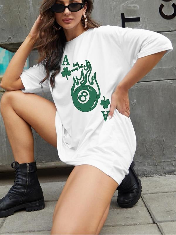 Women's Letter & Number Print Round Neck Tee, Casual Short Sleeve T-shirt for Summer, Ladies Clothes for Daily Wear, Top...