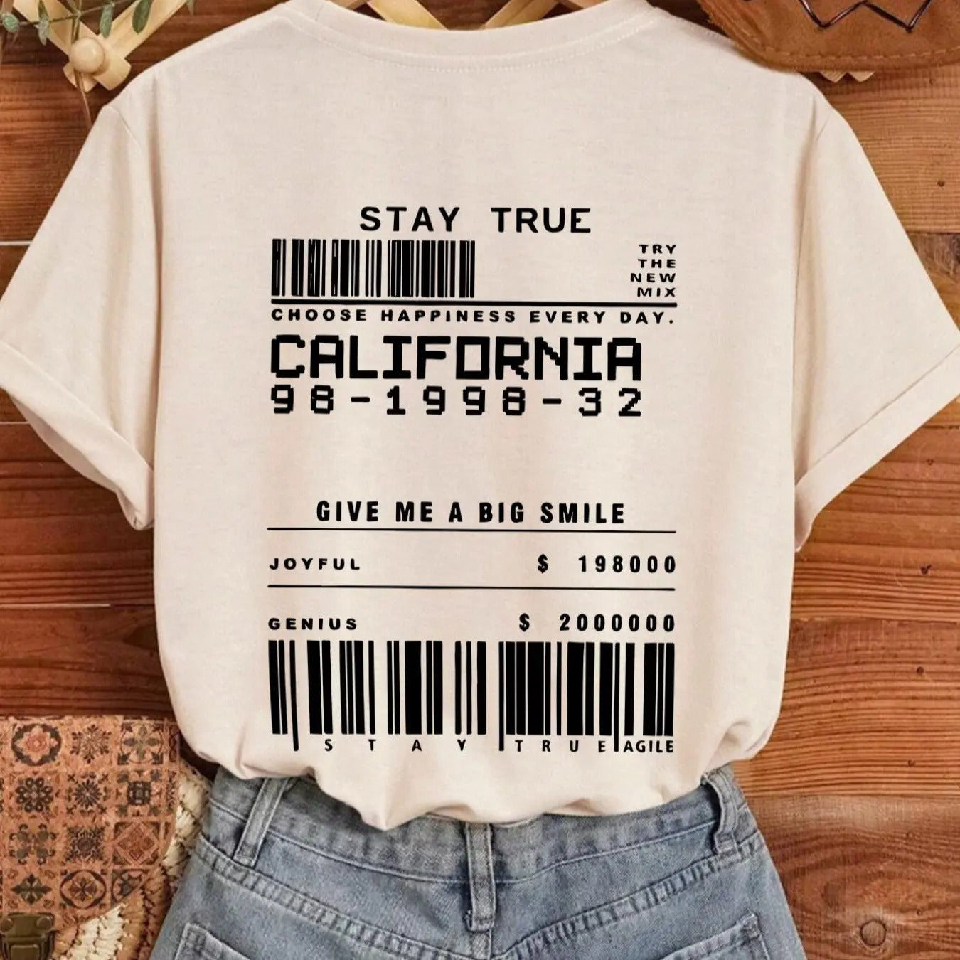 Women's Letter & Number Print Round Neck Tee, Vintage Trendy Casual Short Sleeve T-shirt for Daily Wear, Ladies Summer...