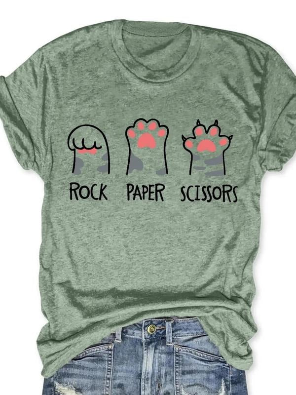Women's Letter & Paw Round Neck Tee, Fashion Casual Crew Neck T-shirt for Daily Holiday Vacation Outdoor Wear, Casual...