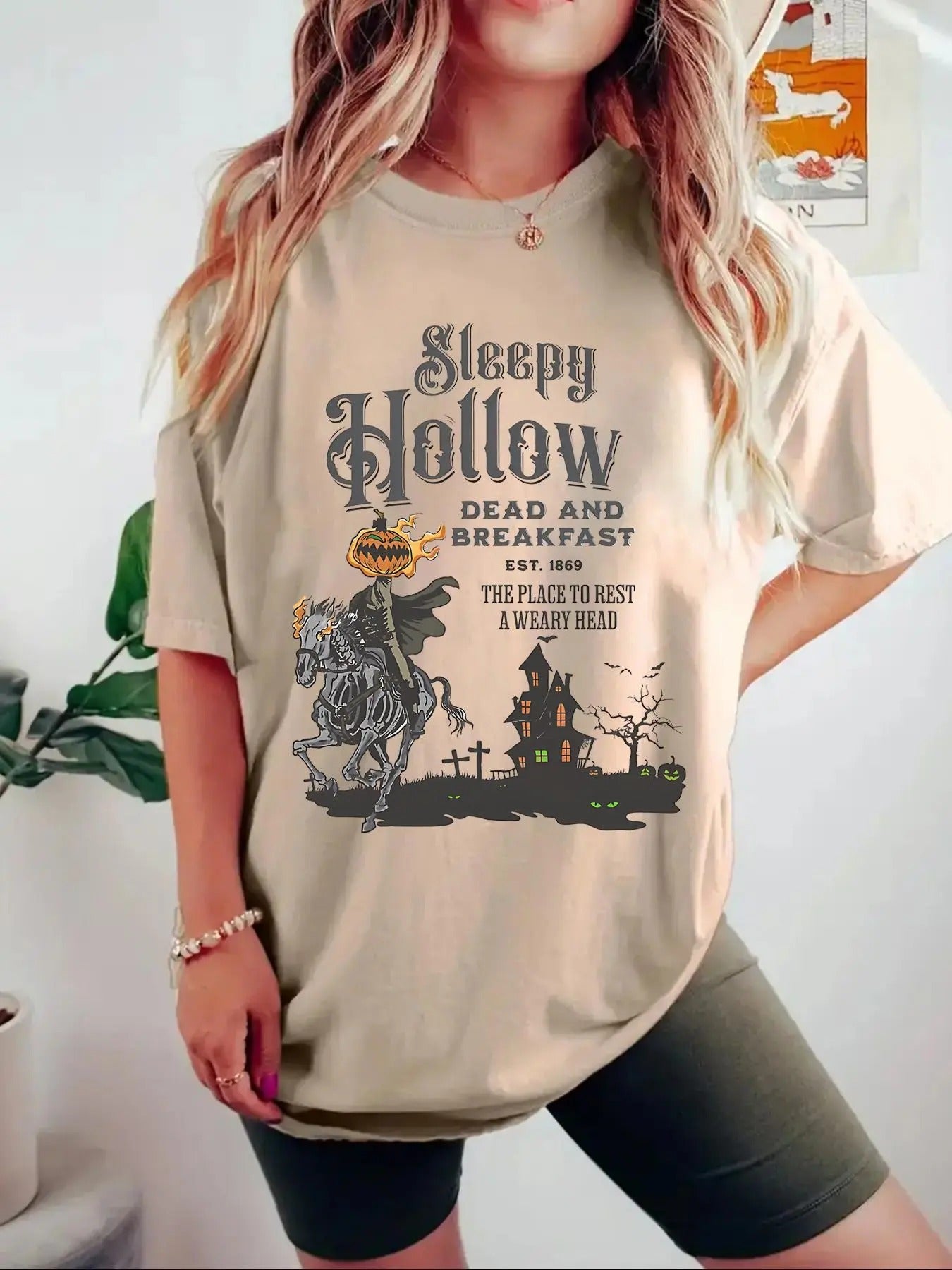 Letter & Pumpkin Print Drop Shoulder Casual Half Sleeve Round Neck Summer Top Daily T-Shirts, Hoodie, Sweatshirt