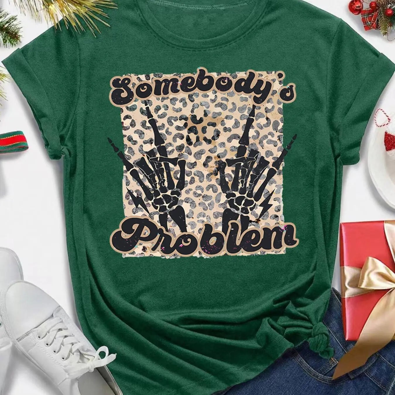 Women's Letter & Skeleton Print Round Neck Graphic Tee, Vintage Trendy Casual Short Sleeve T-shirt for Daily Wear, Ladies...