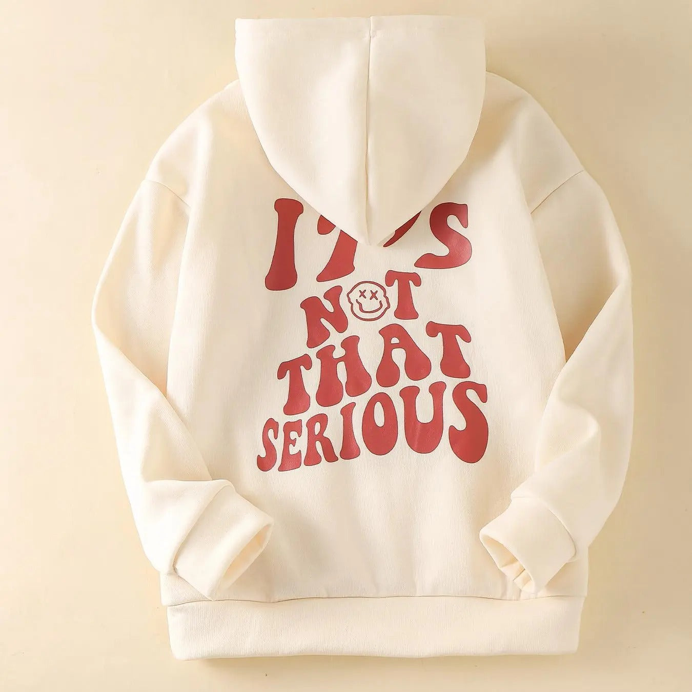 Women's Letter & Smile Face Print Drop Shoulder Hoodie, Fashion Casual Kangaroo Pocket Hooded Sweatshirt for Daily...