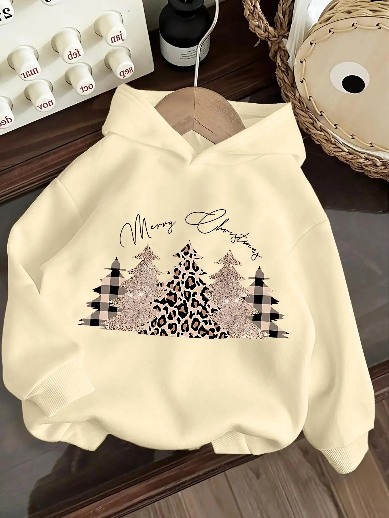 Women's Letter & Tree Print Hoodie, Fashion Casual Heart Printed Hooded Sweatshirt for Daily Holiday Outdoor Wear, Women...