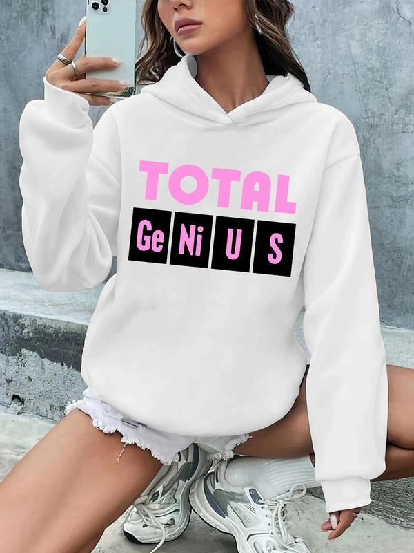Women's Letter Graphic Drop Shoulder Hoodie, Fashion Casual Long Sleeve Hooded Sweatshirt for Daily Holiday Outdoor Wear,...