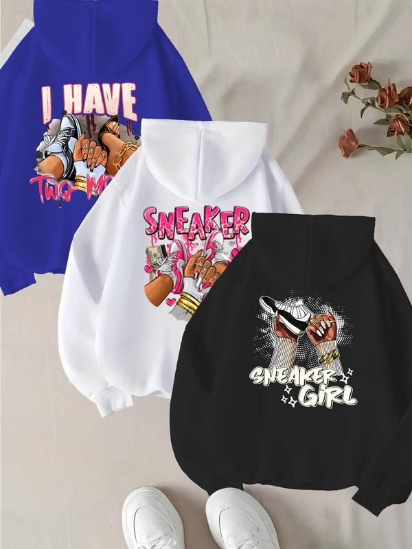 Women's Letter Graphic Drop Shoulder Hoodie, Halloween Fashion Casual Drawstring Pocket Hooded Sweatshirt for Daily...