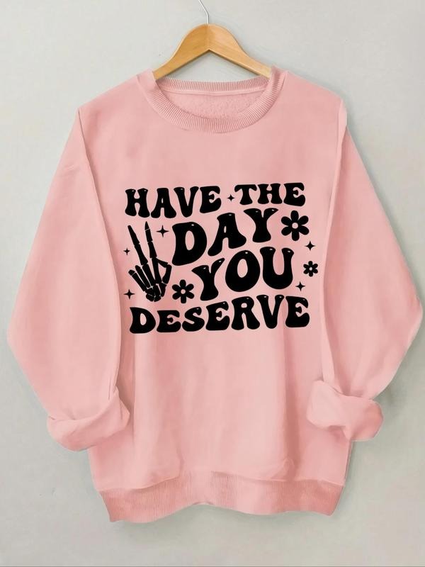 Women's Letter Graphic Print Crew Neck Sweatshirt, Casual Drop Shoulder Long Sleeve Pullover, Women's Fall & Winter...
