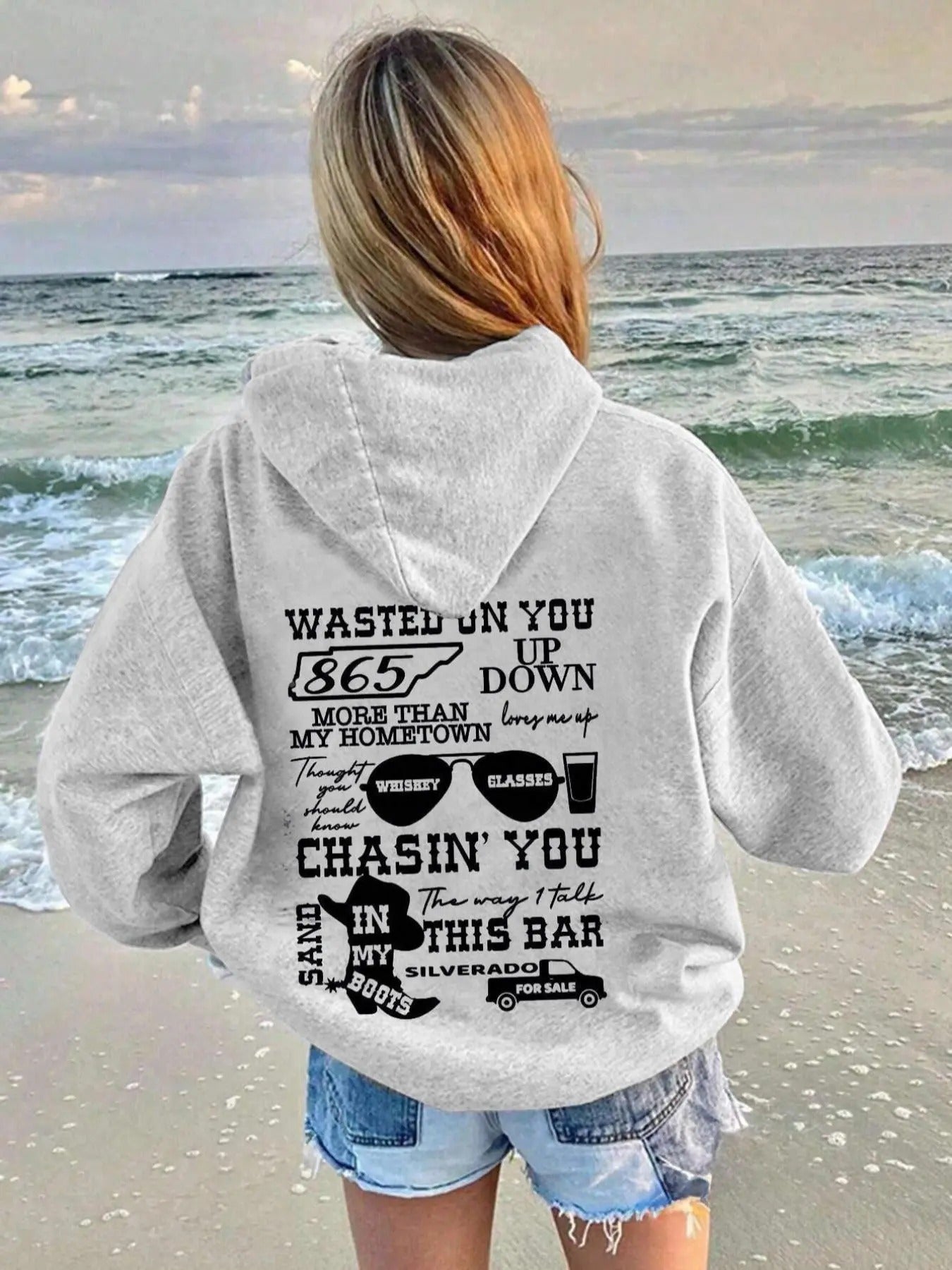 Women's Letter Graphic Print Drawstring Pocket Hoodie, Casual Drop Shoulder Long Sleeve Hooded Sweatshirt, Lady Fall &...
