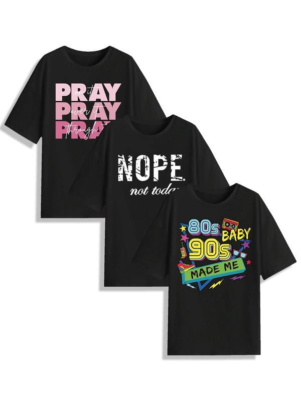 Letter Round Neck Casual Short Sleeve Summer Clothes Daily T-Shirts, Hoodie, Sweatshirt