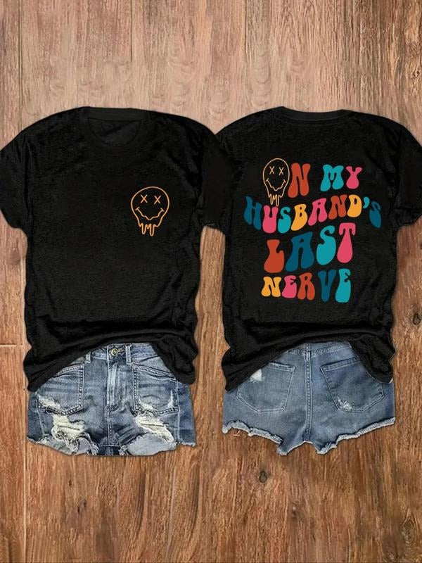 Women's Letter Graphic Round Neck Tee, Casual Short Sleeve T-shirt for Summer, Fashion Women's Top for Daily Wear Hoodie,...