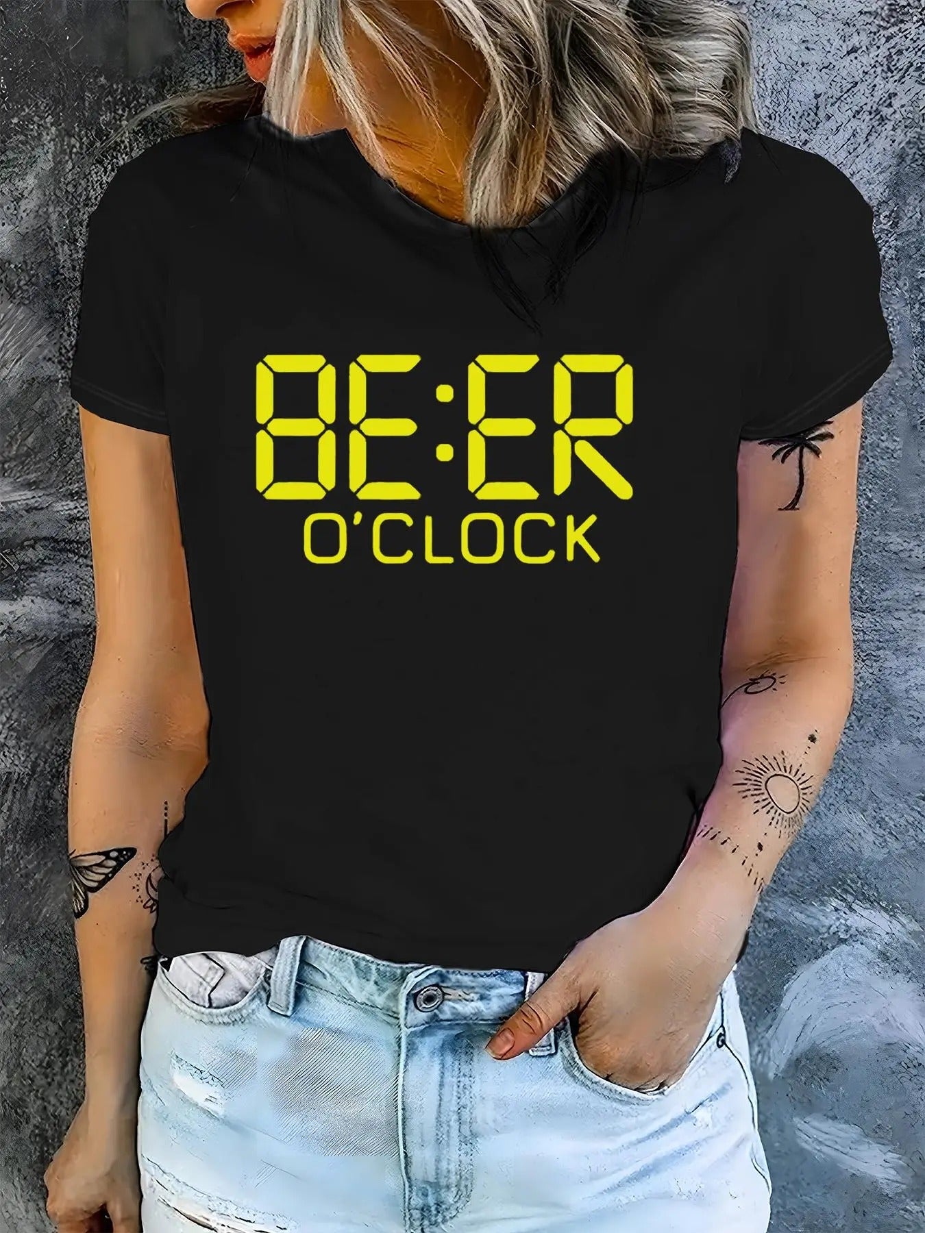 Women's Letter Graphic Round Neck Tee, Fashion Casual Crew Neck Short Sleeve T-Shirt for Daily Holiday Vacation Outdoor...