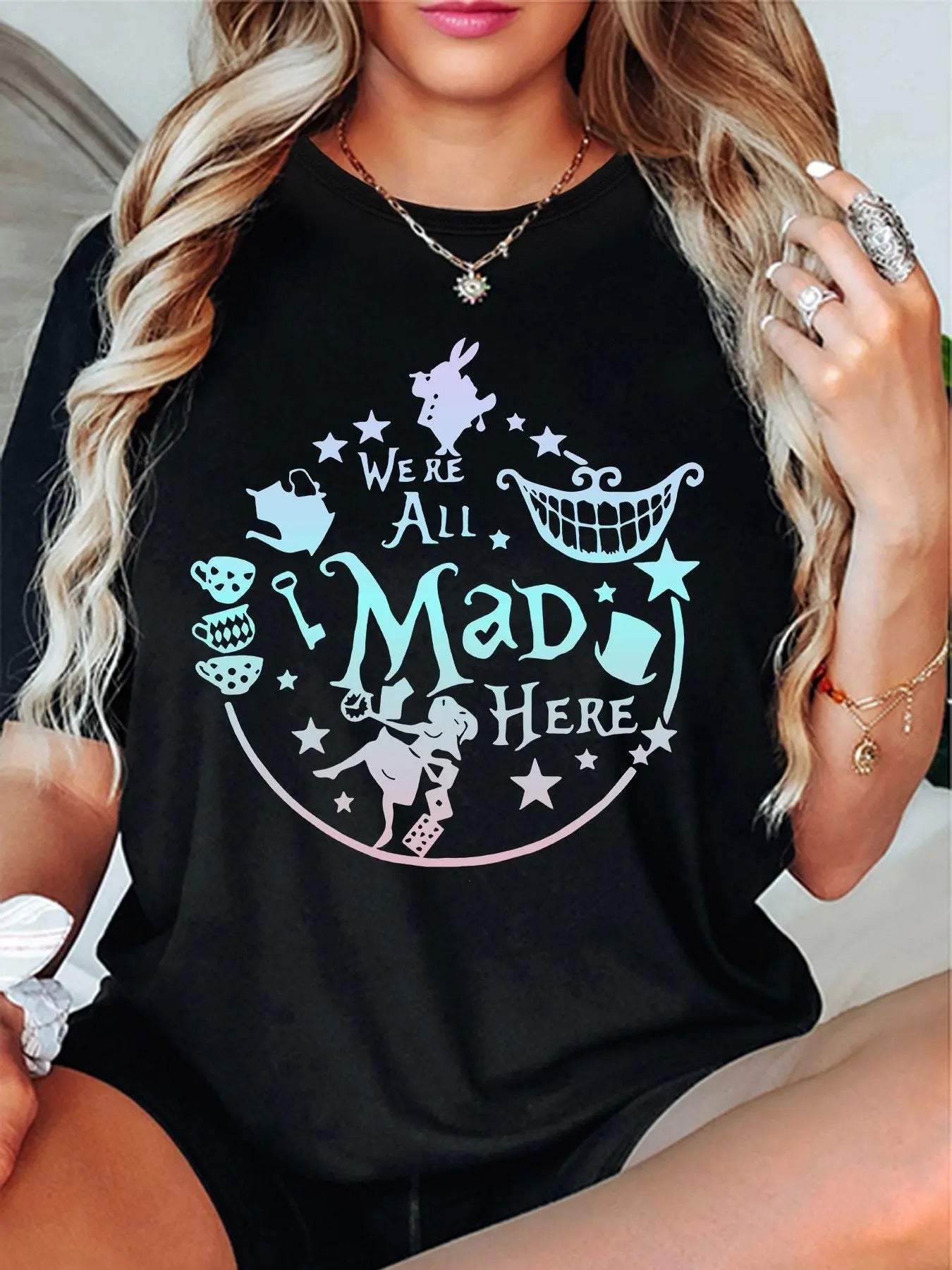 Women's Letter Graphic Round Neck Tee, Trendy Casual Short Sleeve T-shirt for Daily Wear, Ladies Summer Outfit Hoodie,...