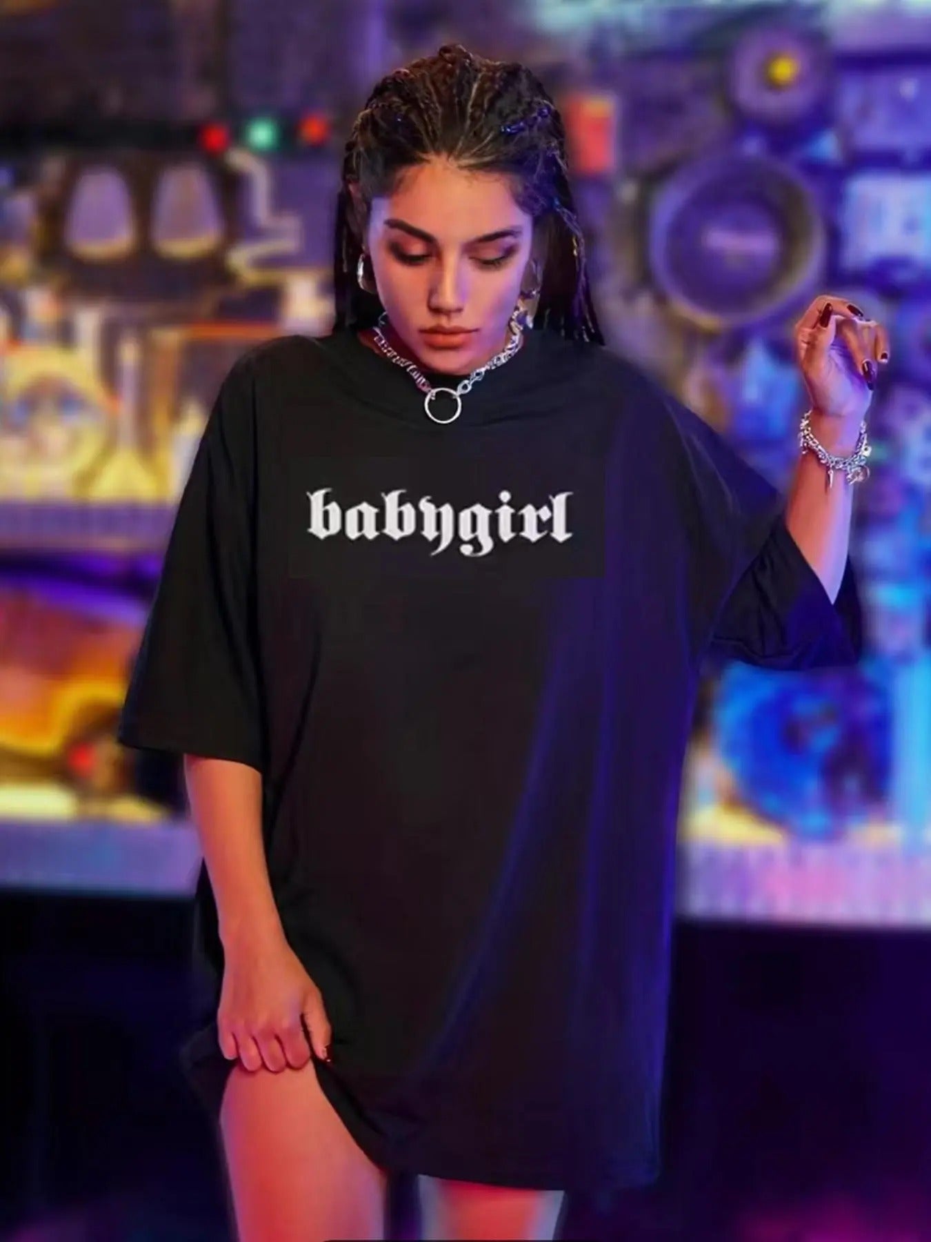 Women's Letter Graphic Round Neck Tee, Trendy Drop Shoulder Half Sleeve T-shirt for Daily Wear, Ladies All Seasons...