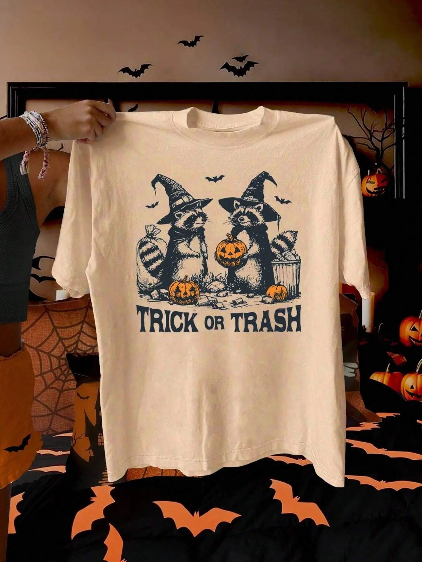 Women's Letter Graphic Tee, Casual Trash Or Treat Printed Short Sleeve T-shirt for Summer, Women's Top for Daily Wear...