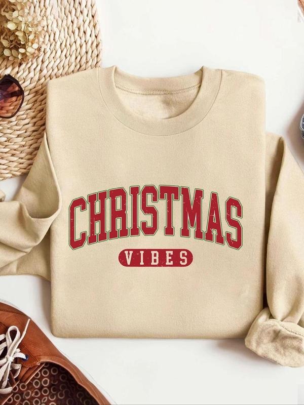 Women's Letter Print Crew Neck Pullover, Casual Long Sleeve Sweatshirt for Fall & Winter, Women's Clothes for Daily Wear...