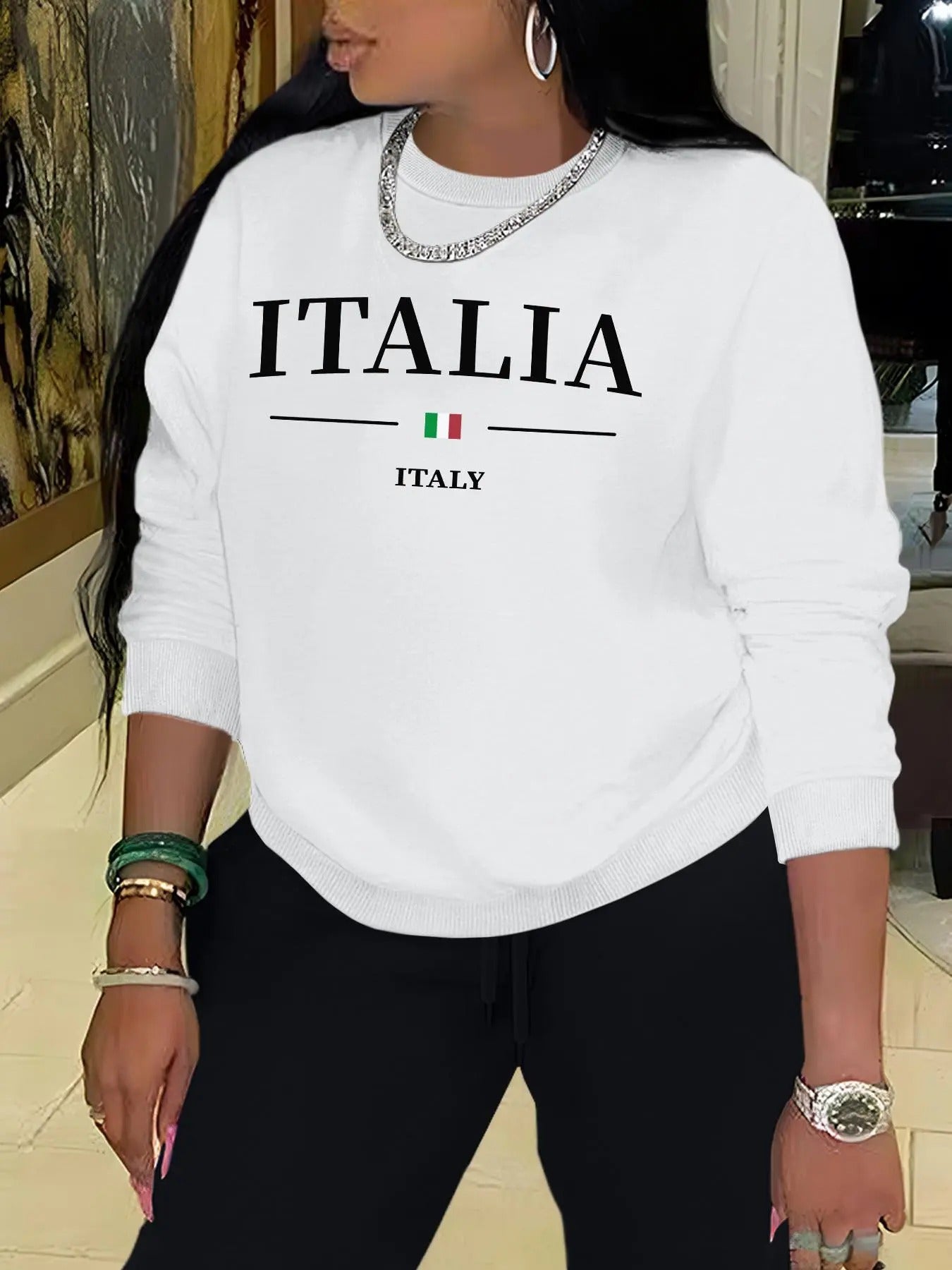 Women's Letter Print Crew Neck Pullover, Fashion Casual Sweatshirt for Daily Holiday Outdoor Wear, Women Clothing for...