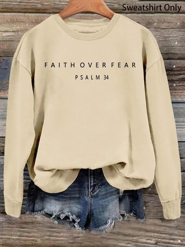 Women's Letter Print Crew Neck Sweatshirt, Casual Drop Shoulder Long Sleeve Pullover, Women's Fall & Winter Clothes for...